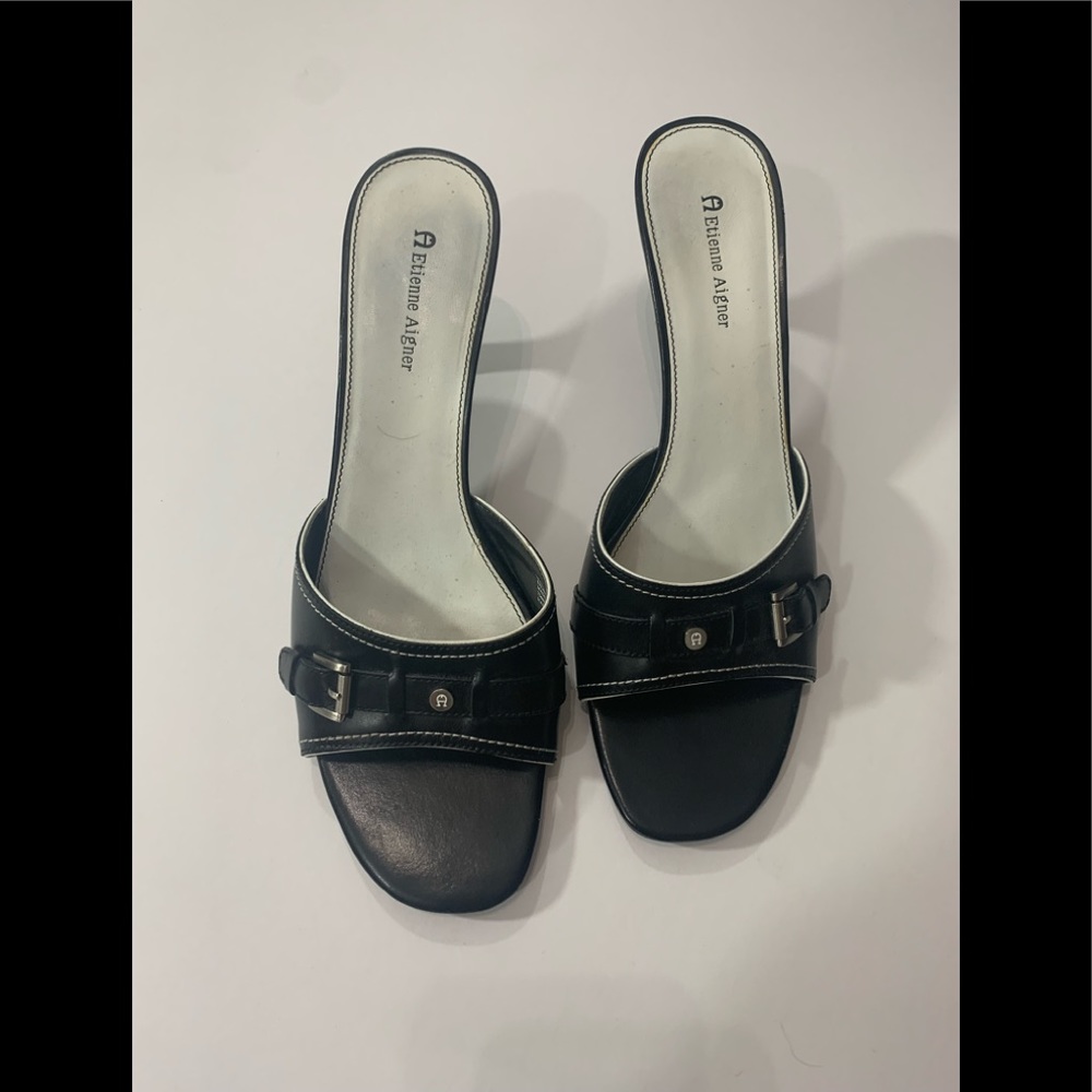 Black Etienne Aigner  Heeled slip Ons